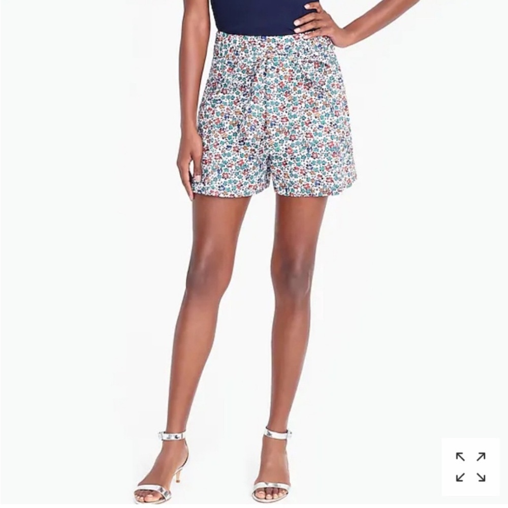 J Crew Fiery Sunset Floral Printed 3" Tie-Waist Shorts